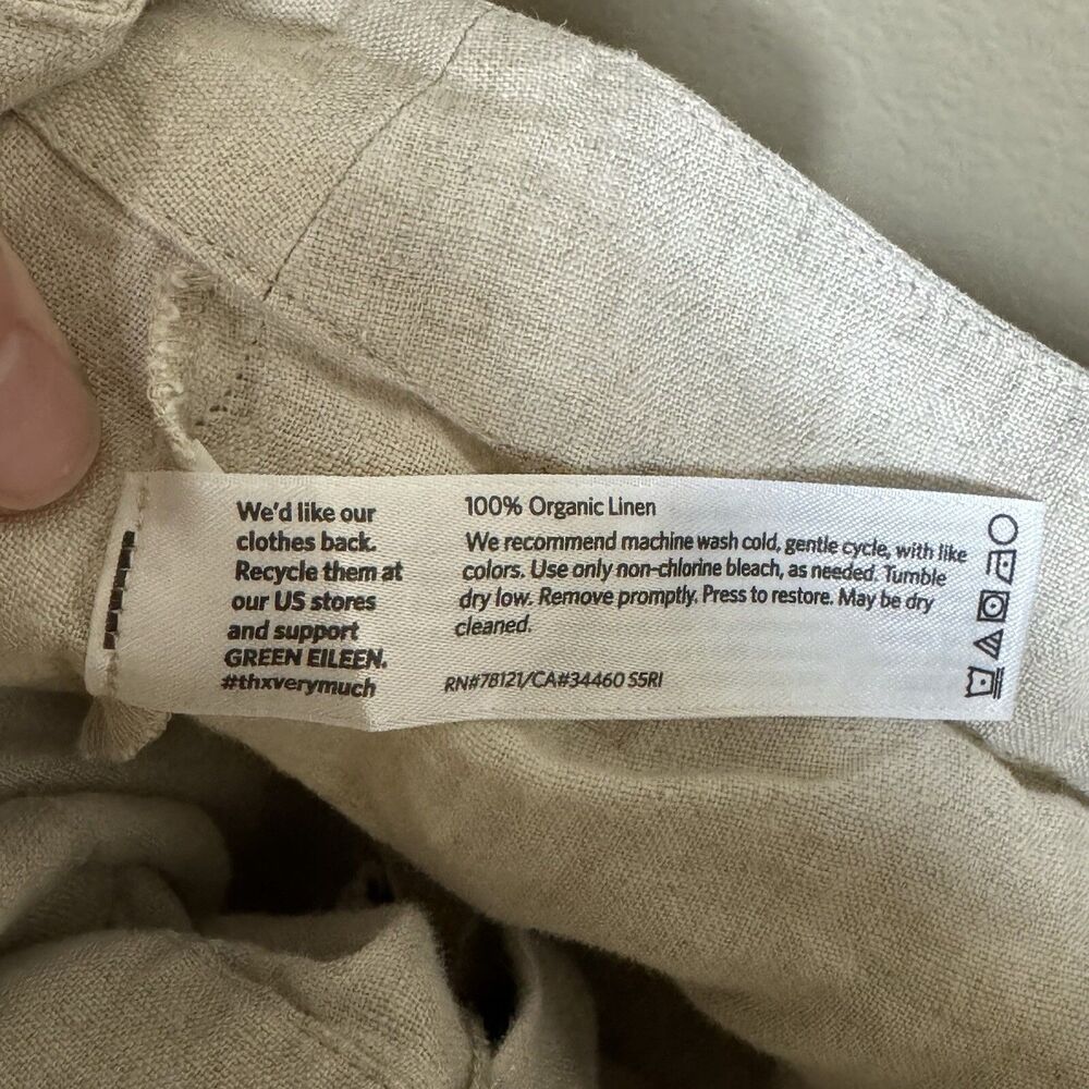 Eileen Fisher 100% Organic Linen Cream Wide Leg Trouser Pants Size L Lagenlook - Picture 12 of 12